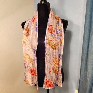 Blue Sheer Floral Scarf